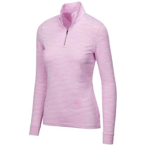 Greg Norman Women's Heathered Mesh Stretch Long Sleeve 1/4 Zip Mock