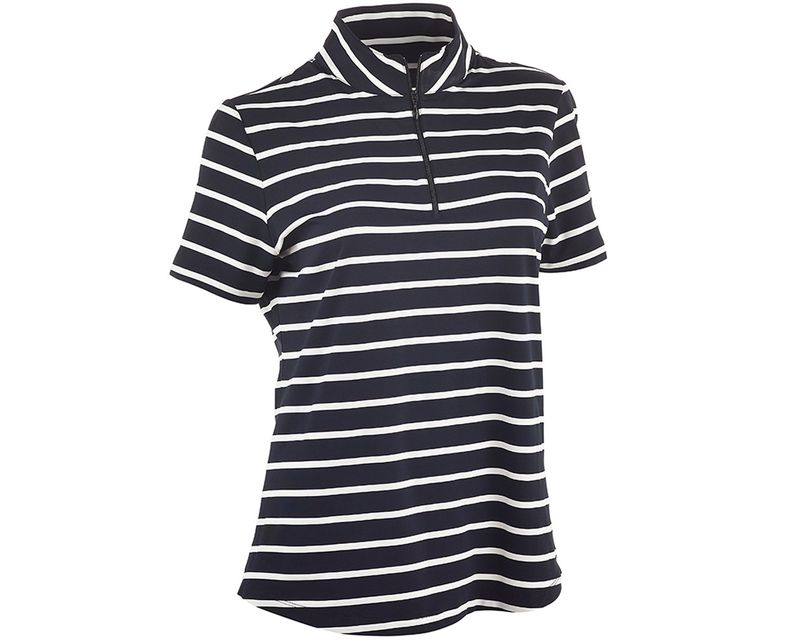 IBKUL Women's Short Sleeve Mock Neck Top - Wide Stripe - Discount Golf ...