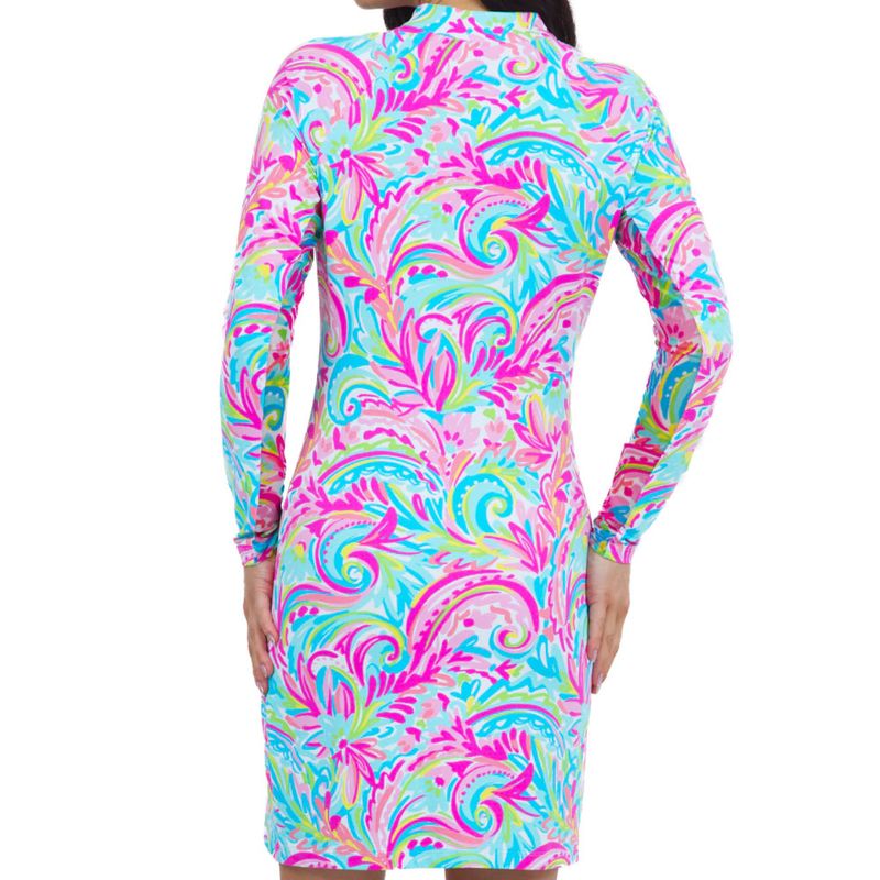 IBKUL Women's Long Sleeve Mock Neck Dress Aubrey Print Discount