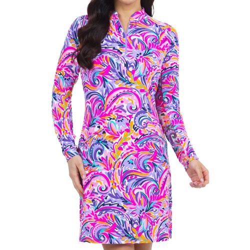 IBKUL Women's Long Sleeve Mock Neck Dress - Aubrey Print