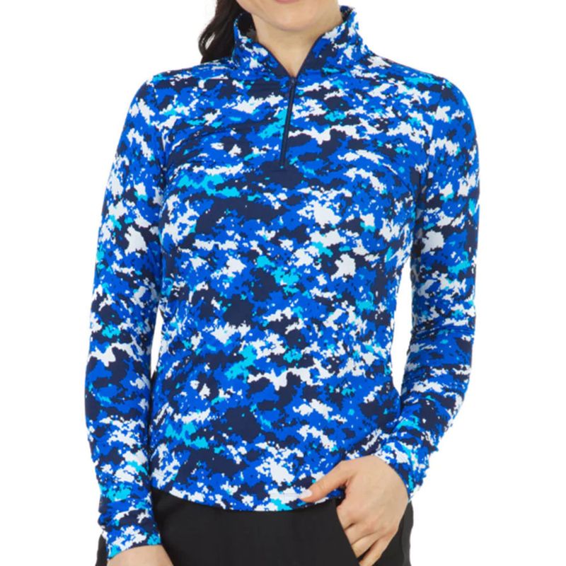 Ibkul Womens Long Sleeve Zip Mock Top Camo Print Discount Golf Club Prices And Golf Equipment