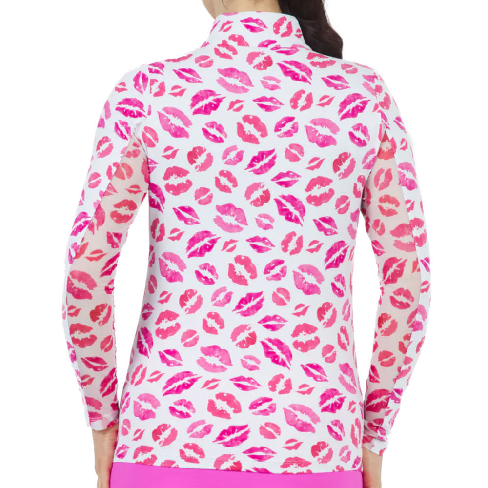 Ibkul Womens Long Sleeve Mock Neck Top Kiss Me Kate Print Discount Golf Club Prices And Golf