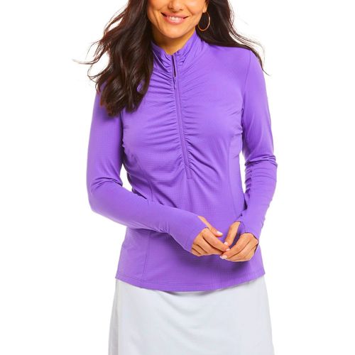 IBKUL Women's Long Sleeved Ruched Mock - Solid
