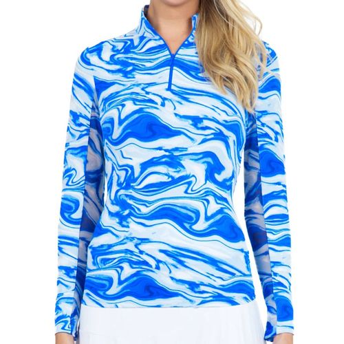 IBKUL Women's Long Sleeve Mock Neck Top - Devin Print